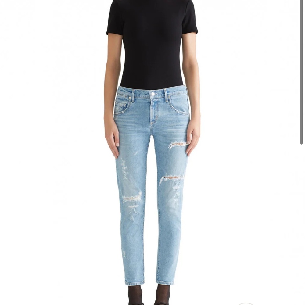Agolde Isabel slim Boyfriend Distressed mid rise stretch Jeans 28